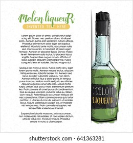 Hand draw of alcohol bottle. Vector illustration.