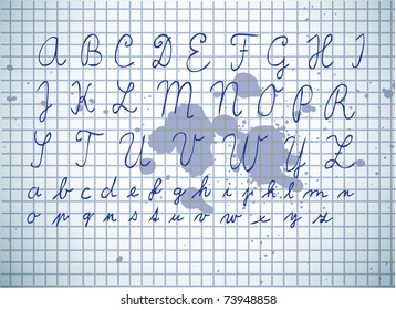 hand draw alphabet on the old paper