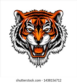 Hand draw angry tiger vector illustration