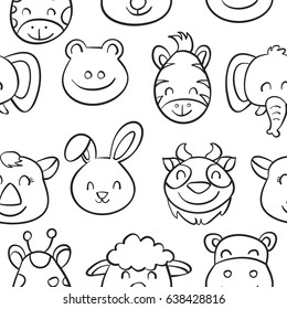 Hand draw animal style pattern collection vector art