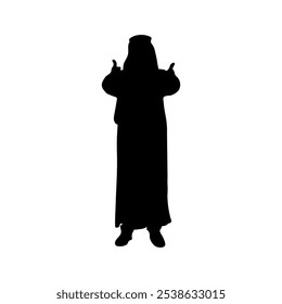 Mão desenhar homem árabe silhueta em pose diferente 