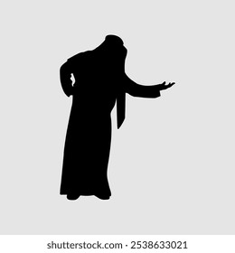 Hand draw Arabian man silhouette in different pose 