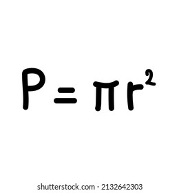 dibujo manual del área de una fórmula de círculo en matemáticas