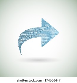Hand draw arrow icon, vector illustration. 