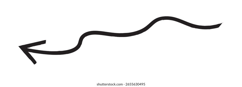 Dibujar a mano la línea de flecha de marcado con marcador negro aislado sobre fondo blanco. Esto tiene una ruta de recorte.