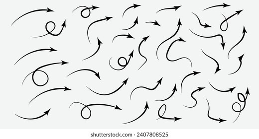 hand draw Arrow set vector illustration. Suitable for doodle draw, design product, pointer design, etc.