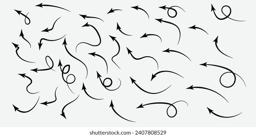 hand draw Arrow set vector illustration. Suitable for doodle draw, design product, pointer design, etc.