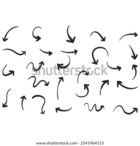 Hand draw Arrows mini black set icons. abstract app symbol. Arrows vector collection button. circle, Cursor, Modern simple direction digital down computer design. EPS Vector illustration. 