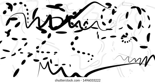 Hand draw art abstract wallpaper concept halftone monochrome black design random shape isolated on white vector design element