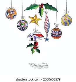 Dibujo a mano elementos de navidad artística elementos de celebración antecedentes de tarjeta