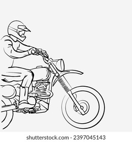 hand draw artwork illustration man riding mottocross