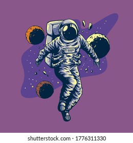 hand draw astronaut with flying style