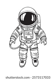 hand draw astronaut icon doodle