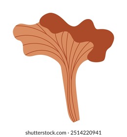 Cogumelo chanterelle desenhado à mão isolado em um fundo branco.Ilustração vetor único no estilo plano doodle. Clipart ilustrações acolhedoras para impressão, embalagem, embalagem.Alimentos da floresta.