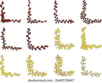 hand draw Autumn leaves conner illustration for decoration on nature, healthy, tea drinks and organic life style concept.