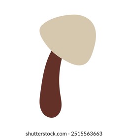 Hand draw autumn mushroom in light brown color isolated on a white background.Single vector illustration in doodle flat style. Clipart cozy illustrations for print, wrapping, packaging.Forest food.