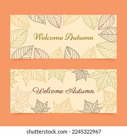 Hand draw autumn patterns. Autumn seamless pattern with different leaves and plants