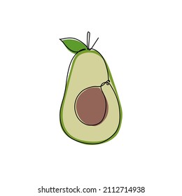 Hand draw Avocado icon in doodle style  Cartoon avocado character vector icon for web design isolated white background 