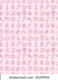 hand draw baby seamless pattern