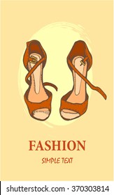 HAND DRAW BACKGROUND WITH FASHION ELEMENT OF SHOES  IN SKETCH  STYLE. VECTOR ILLUSTRATION