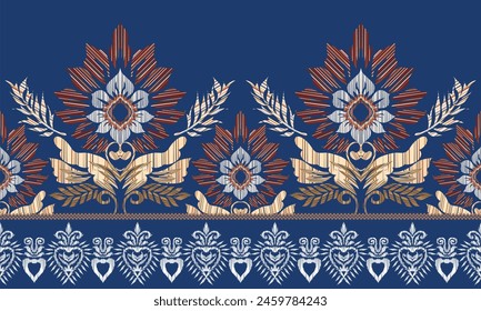 Hand draw background.Ikat ethnic oriental pattern traditional.Aztec style abstract vector illustration.great for textiles, banners, wallpapers, wrapping vector design.