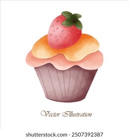 hand draw bakery cake water color.vector illustration 