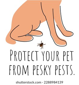 Hand draw banner, poster for veterinary clinic.Protect your pet from pesky pets. Pet care illustration.