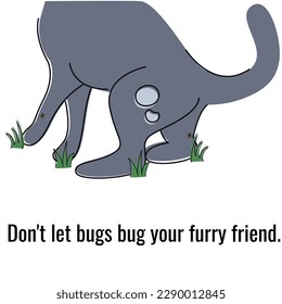 Hand draw banner, poster for veterinary clinic.Don't let bugs bug your furry friend.Pet care illustration.