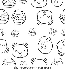 Hand draw bear honey pattern style