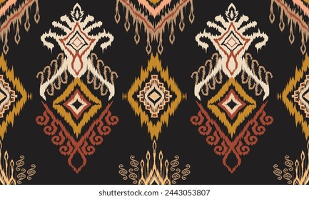 Hand draw Beautiful Ikat paisley embroidery .geometric ethnic oriental seamless pattern traditional.Aztec style abstract vector illustration.great for textiles, banners, wallpapers, wrapping vector.