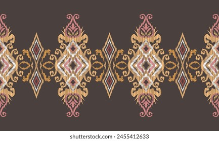 Hand draw beautiful Ikat paisley embroidery .geometric ethnic oriental seamless pattern traditional.Aztec style abstract vector illustration.great for textiles, banners, wallpapers, wrapping vector.