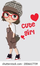  hand draw beautiful teenager girl anime character vector illustration design