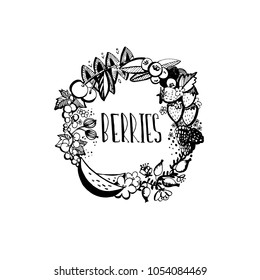 Hand draw berries logo vector