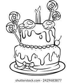 hand draw birthday outline design