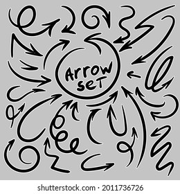Hand draw black arrow set