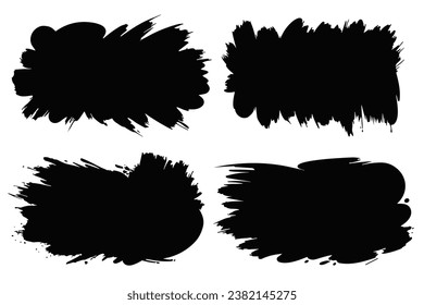 Hand draw black brush stroke set watercolor design