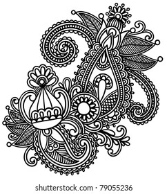 Hand draw black flower design element