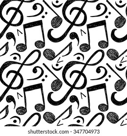 Hand draw black notes seamless pattern