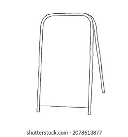 A Hand draw black vector illustration of a metallic billboard isolated on a white background