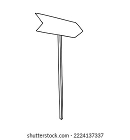 Dibujar mano ilustración vectorial negra de un puntero de flecha de madera aislado en un fondo blanco