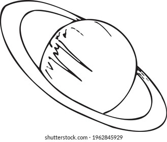 Hand draw black and white illustration planet. Abstract doodle