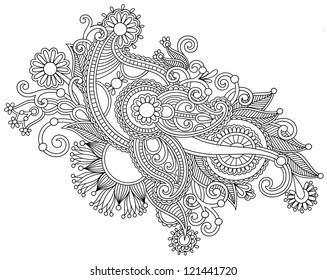 Hand Draw Black White Line Art Stock Vector (Royalty Free) 121441720 ...