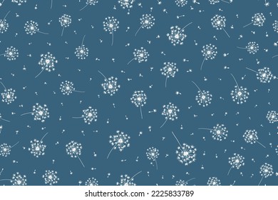 Hand draw bloomy dandelions and fluffy seeds decorative seamless pattern. Floral background endless texture