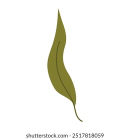 Hand draw botanic leaf isolated on white background. Vector illustration in flat doodle style. Simple single icon of leaf. Green plant,stamp, leaf shape, leaf stencils.
