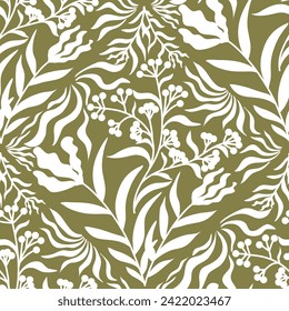 Hand draw botanical seamless patterns. Simple flat modern drawing. Floral collection for textile ,paper wrap and fashion design. Spring botanical print. Vector illustration.