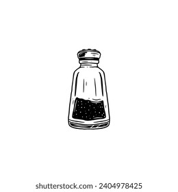 Hand draw bottle salt vector line illustration