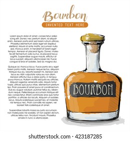 Hand draw of Bourbon bottle. Vector illustration.