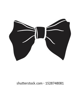 hand draw bow tie icon flat black vector