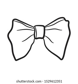 hand draw bow tie icon outline vector