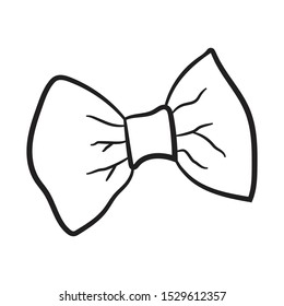 hand draw bow tie icon outline vector